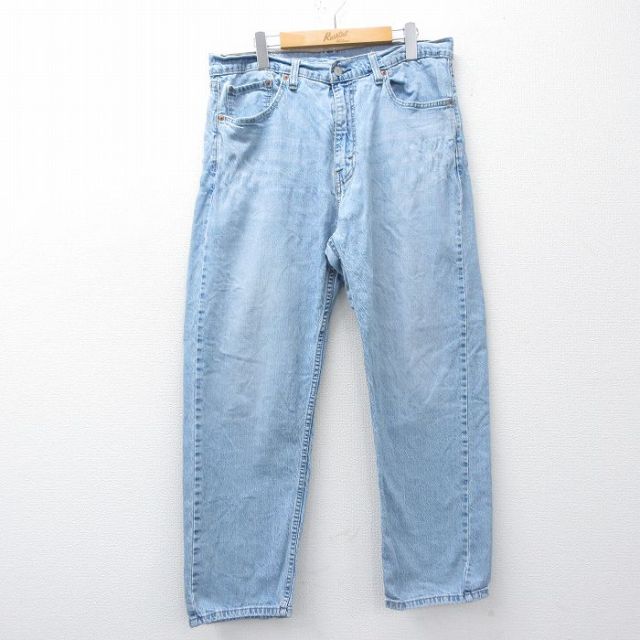 W35★古着 ジーンズ Levis リーバイス 505 メンズ ヒゲ 薄紺 デニム 25nov26