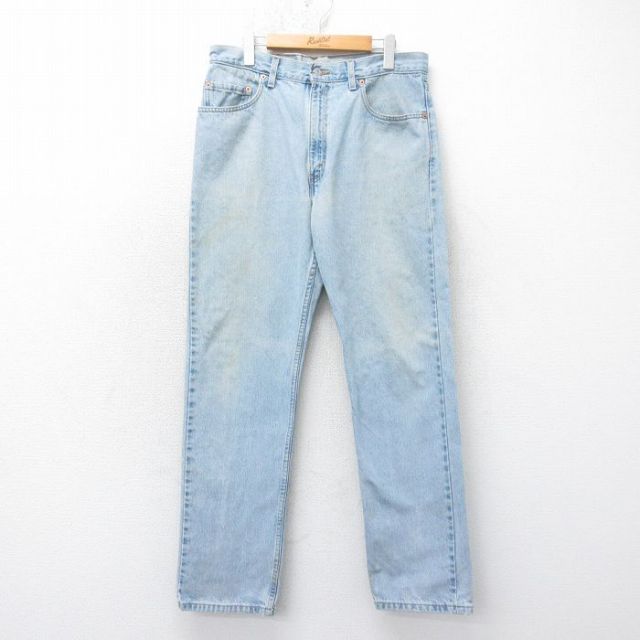 W34★古着 ジーンズ Levis リーバイス 505 メンズ 90年代 90s コットン USA製 薄紺 デニム【spe】 26jan28
