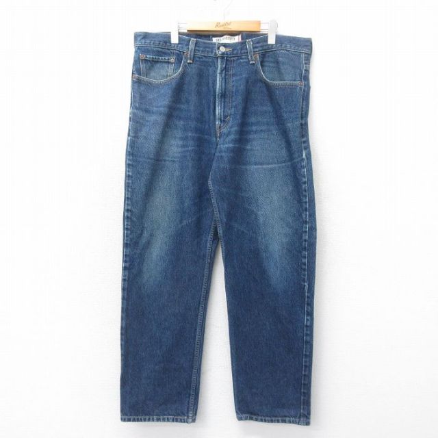W38★古着 ジーンズ Levis リーバイス 550 メンズ ヒゲ コットン 濃紺 デニム 26jan28