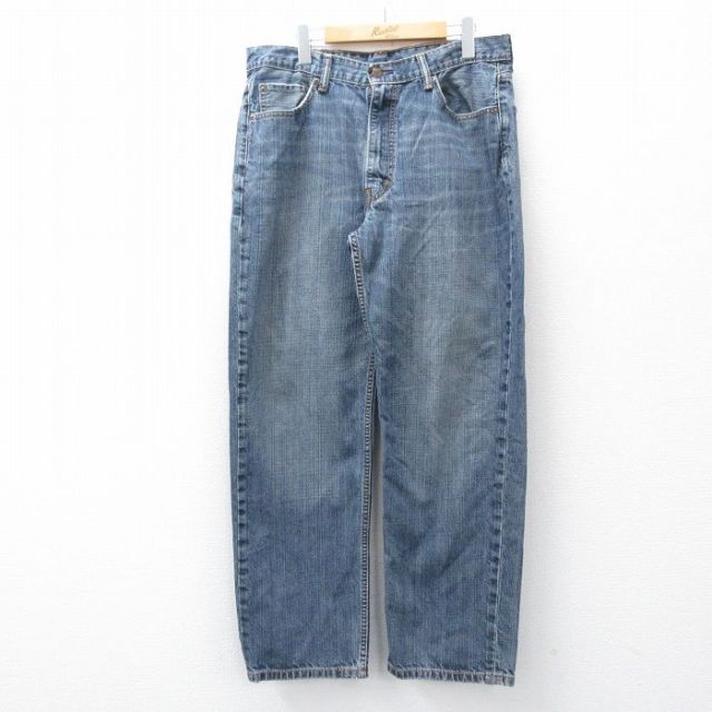 W36★古着 ジーンズ Levis リーバイス 550 メンズ ヒゲ コットン 紺 デニム 26feb05