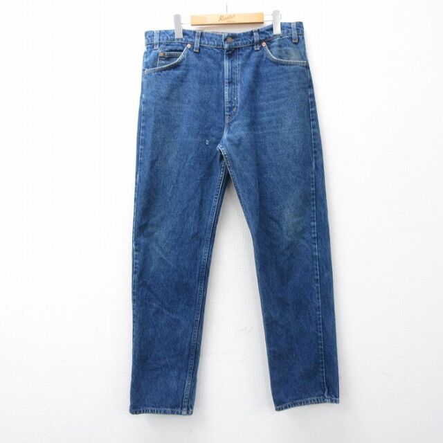 W36★古着 ジーンズ Levis リーバイス 505 メンズ 90年代 90s ヒゲ コットン 紺 デニム 26mar05