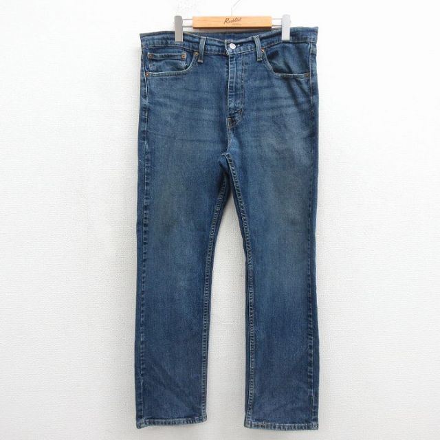 リーバイス505 ジーンズ ヒゲ ネイビー 実寸W35 | 古着