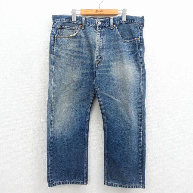 W38★古着 リーバイス Levis 505 メンズ ヒゲ コットン ネイビー デニム 26jun29