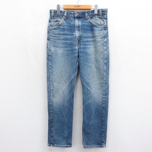 W34★古着 Levi's リーバイス505 メンズ 90年代 90s ジーンズ ヒゲ コットン ネイビー デニム【spe】 26sep04