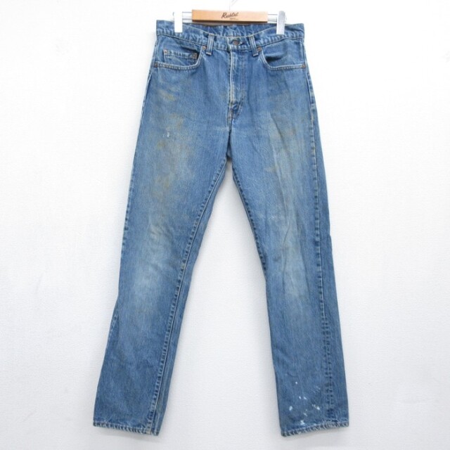 W32★古着 Levi's リーバイス メンズ 90年代 90s ジーンズ 505 カンヌキ コットン USA製 ネイビー デニム【spe】 26sep24