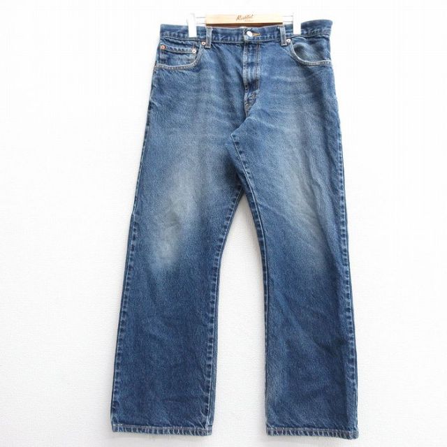 W36★古着 ジーンズ Levis リーバイス 517 メンズ ヒゲ ブーツカット コットン 紺 ネイビー デニム 25feb20 中古 ボトムス ジーパン Gパン ロング パンツ