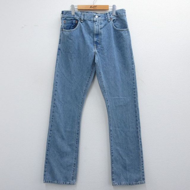 W34★古着 ジーンズ Levis リーバイス 517 メンズ コットン 薄紺 ネイビー デニム 25mar13 中古 ボトムス ジーパン Gパン ロング パンツ