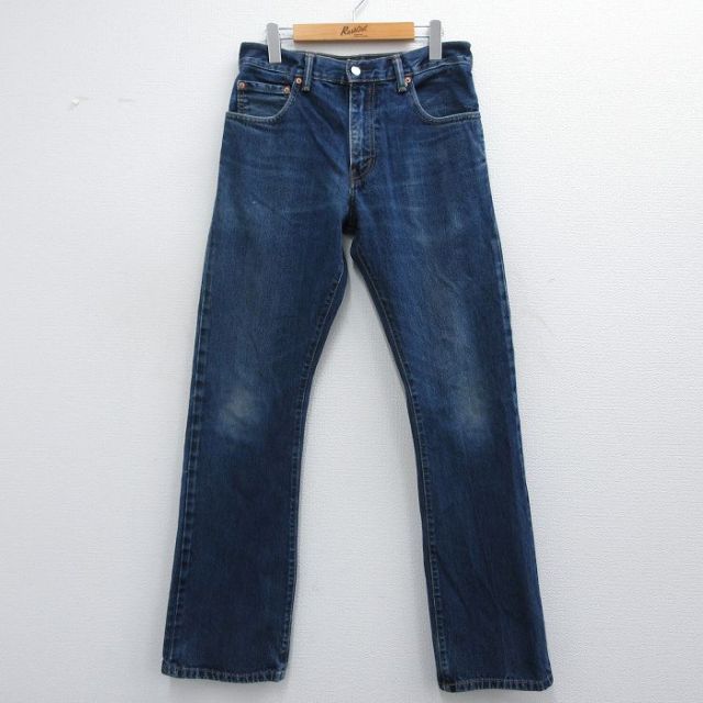 W31★古着 ジーンズ Levis リーバイス 517 メンズ ヒゲ コットン 紺 ネイビー デニム 25mar13 中古 ボトムス ジーパン Gパン ロング パンツ