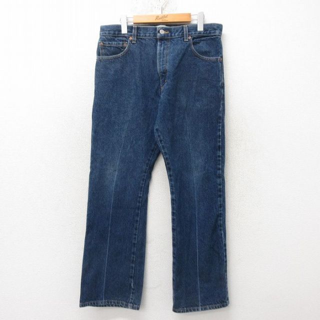 W34★古着 ジーンズ Levis リーバイス 517 メンズ ブーツカット コットン 紺 ネイビー デニム 25jun20 中古 ボトムス ジーパン Gパン ロング パンツ