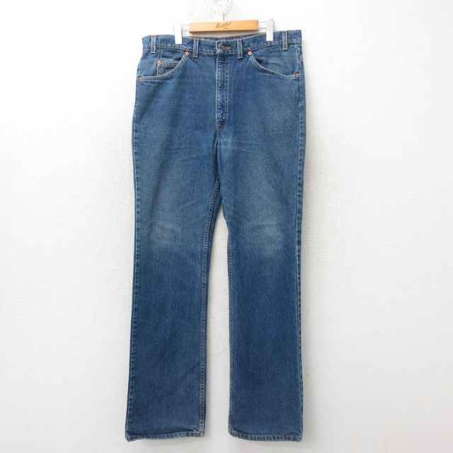 W37★古着 ジーンズ Levis リーバイス 517 メンズ 90年代 90s ブーツカット コットン USA製 紺 ネイビー デニム 25jun20 中古 ボトムス ジーパン Gパン ロング パンツ