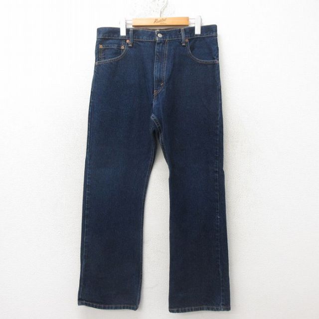 W35★古着 ジーンズ Levis リーバイス 517 メンズ ブーツカット コットン 紺 ネイビー デニム 25jun20 中古 ボトムス ジーパン Gパン ロング パンツ