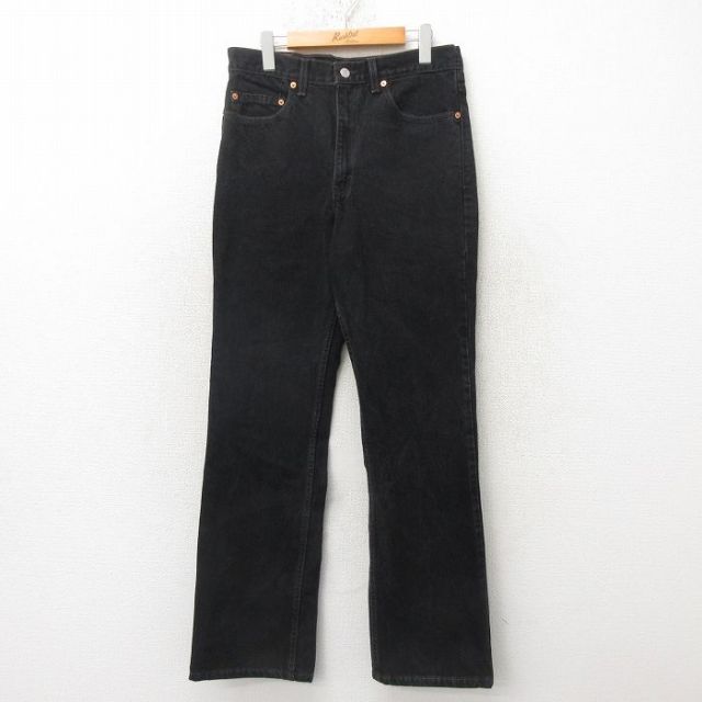 W33★古着 ジーンズ Levis リーバイス 517 メンズ 90年代 90s ブーツカット コットン USA製 黒 ブラック デニム 【spe】 25jun20 中古 ボトムス ジーパン Gパン ロング パンツ
