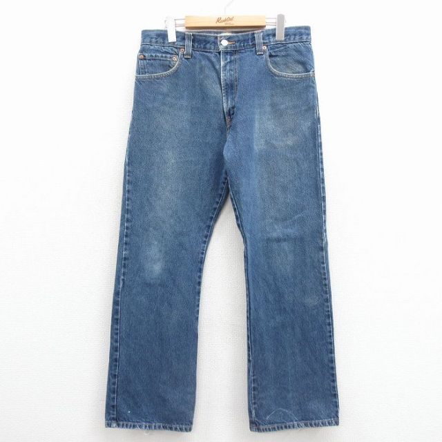 W34★古着 ジーンズ Levis リーバイス 517 メンズ ブーツカット コットン 紺 デニム 25dec10
