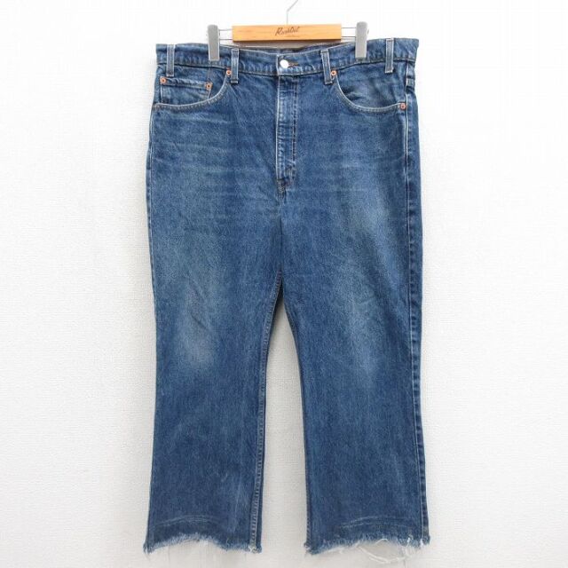 W39★古着 ジーンズ Levis リーバイス 517 メンズ 90年代 90s ブーツカット ヒゲ コットン ネイビー デニム【spe】 26jul15
