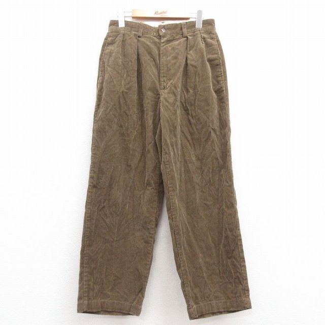新品 90s POLO Ralph Lauren パンツ コーデュロイ 茶 USA製 90s Polo Ralph Lauren 2 Tuck Wide Corduroy Pants 茶