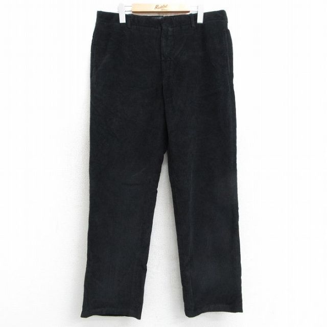 W36★古着 ラルフローレン Ralph Lauren ブランド コーデュロイ パンツ メンズ 90年代 90s 太畝 コットン イタリア製 黒 ブラック 【spe】 25feb15 中古 ボトムス ロング