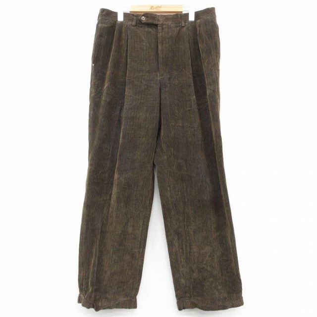 W36★古着 コーデュロイ パンツ メンズ 90年代 90s 太畝 USA製 こげ茶 ブラウン 25feb22 中古 ボトムス ロング