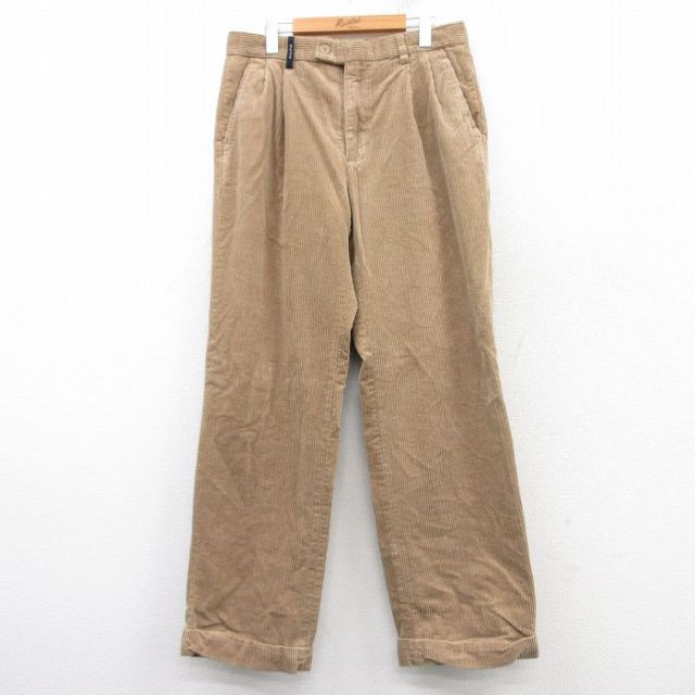 【50%OFF】W34★古着 コーデュロイ パンツ メンズ 太畝 ベージュ カーキ 25feb22 中古 ボトムス ロング