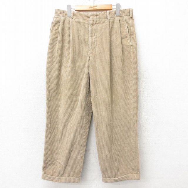 【20%OFF】W34★古着 ランズエンド コーデュロイ パンツ メンズ 90年代 90s USA製 ベージュ カーキ 【spe】 25feb25 中古 ボトムス ロング