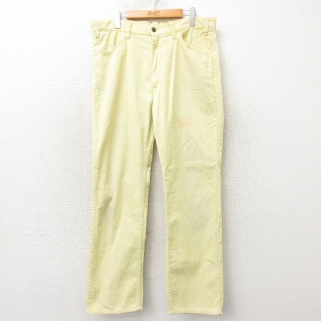 W36★古着 リーバイス Levis 519 コーデュロイ パンツ メンズ 80年代 80s タロン 薄黄 イエロー 25feb25 中古 ボトムス ロング