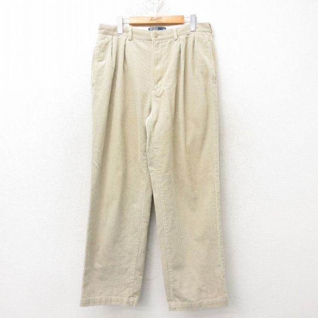 W33★古着 ラルフローレン Ralph Lauren ブランド コーデュロイ パンツ メンズ 90年代 90s ANDREW 太畝 コットン ベージュ カーキ 25feb25 中古 ボトムス ロング