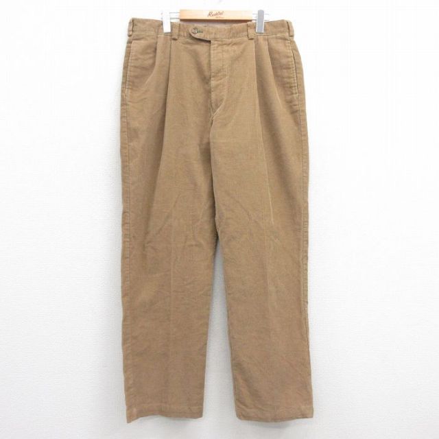 W36★古着 トミーヒルフィガー TOMMY HILFIGER ブランド コーデュロイ パンツ メンズ ワンポイントロゴ 茶 ブラウン 25feb27 中古 ボトムス ロング
