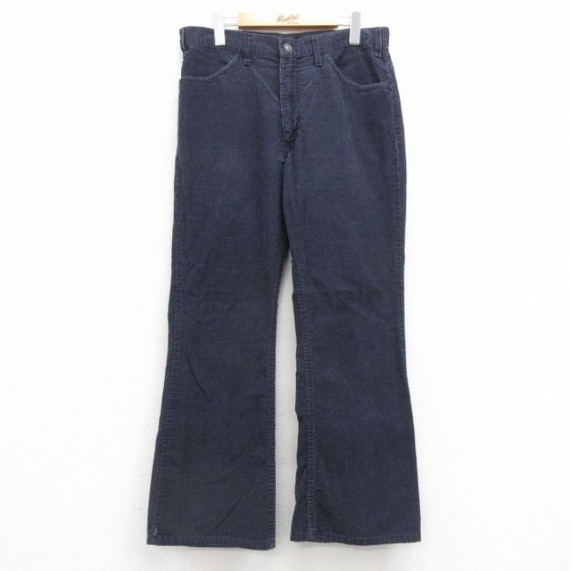 W34★古着 リーバイス Levis 646 コーデュロイ パンツ メンズ 90年代 90s フレア 紺 ネイビー 【spe】 25feb27 中古 ボトムス ロング