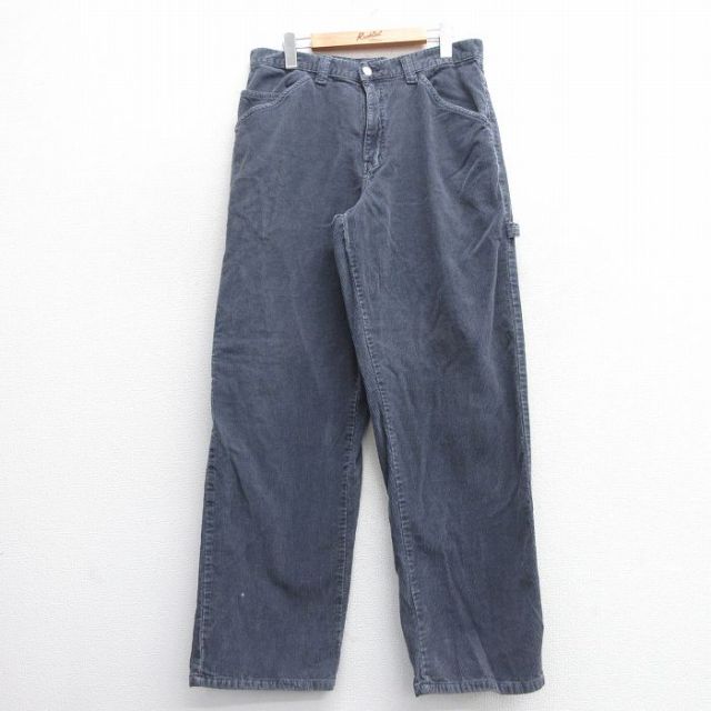 W32★古着 FADED GLORY ペインター コーデュロイ パンツ メンズ コットン 薄紺 ネイビー 25mar04 中古 ボトムス ロング
