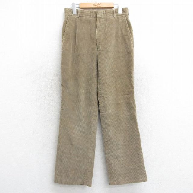 W30★古着 エルエルビーン LLBEAN コーデュロイ パンツ メンズ 80年代 80s 太畝 USA製 タロン ベージュ カーキ 【spe】 25mar25 中古 ボトムス ロング