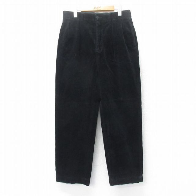 W33★古着 ラルフローレン Ralph Lauren ブランド コーデュロイ パンツ メンズ 90年代 90s 太畝コットン 黒 ブラック 【spe】 25mar25 中古 ボトムス ロング