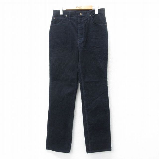 W32★古着 ラングラー Wrangler コーデュロイ パンツ メンズ 80年代 80s 濃紺 ネイビー 25mar25 中古 ボトムス ロング