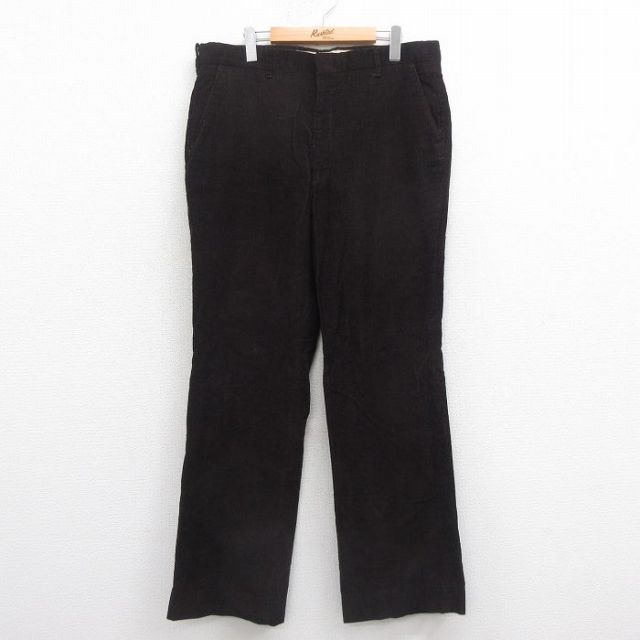 W38★古着 スラックス コーデュロイ パンツ メンズ 80年代 80s タロン こげ茶 ブラウン 25aug29 中古 ボトムス ロング