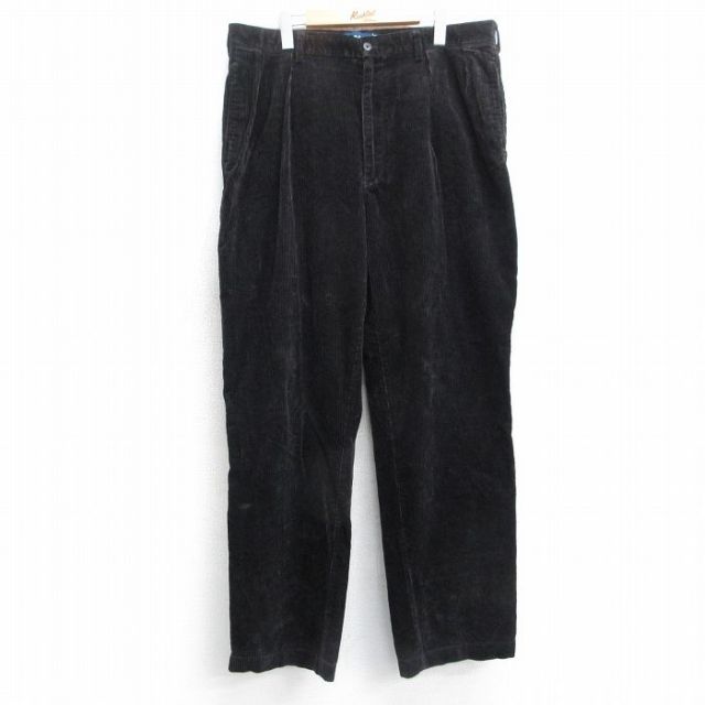 W38★古着 ラルフローレン Ralph Lauren ポロゴルフ ブランド コーデュロイ パンツ メンズ 90年代 90s 太畝 黒 ブラック 【spe】 25sep13 中古 ボトムス ロング