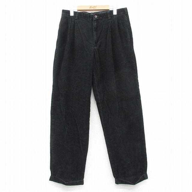 W33★古着 エディーバウアー コーデュロイ パンツ メンズ 00年代 00s コットン 黒 ブラック 【spe】 25sep18 中古 ボトムス ロング