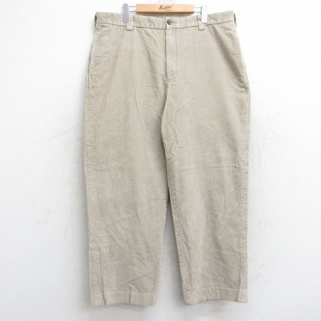 W38★古着 エルエルビーン LLBEAN コーデュロイ パンツ メンズ 00年代 00s 太畝 コットン 薄ベージュ カーキ 25sep26 中古 ボトムス ロング