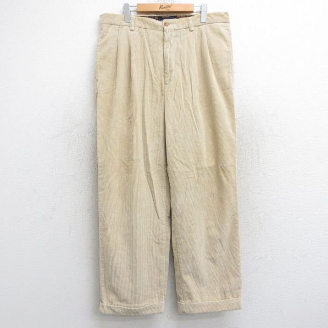 【20%OFF】W36★古着 トミーヒルフィガー TOMMY HILFIGER ブランド コーデュロイ パンツ メンズ 太畝 薄ベージュ カーキ 25sep26 中古 ボトムス ロング