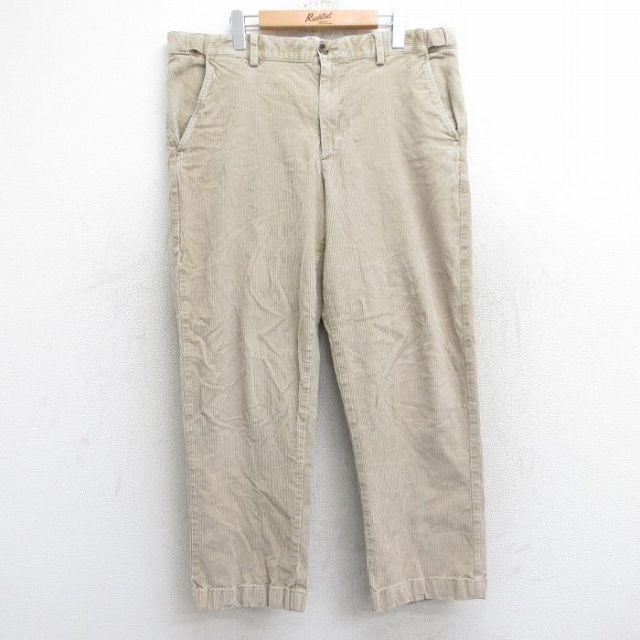 W38★古着 エルエルビーン LLBEAN コーデュロイ パンツ メンズ 00年代 00s 太畝 薄ベージュ カーキ 25sep26 中古 ボトムス ロング