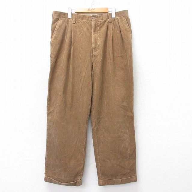 W38★古着 コーデュロイ パンツ メンズ 太畝 茶系 ブラウン 25oct03 中古 ボトムス ロング
