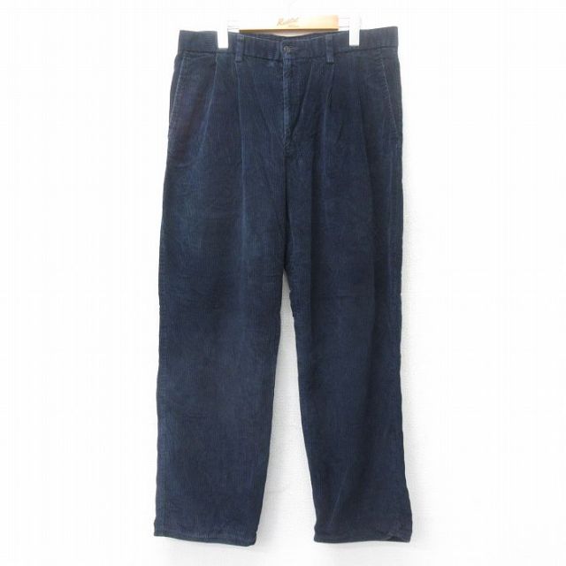 W36★古着 ドッカーズ コーデュロイ パンツ メンズ 太畝 紺 ネイビー 25oct03 中古 ボトムス ロング