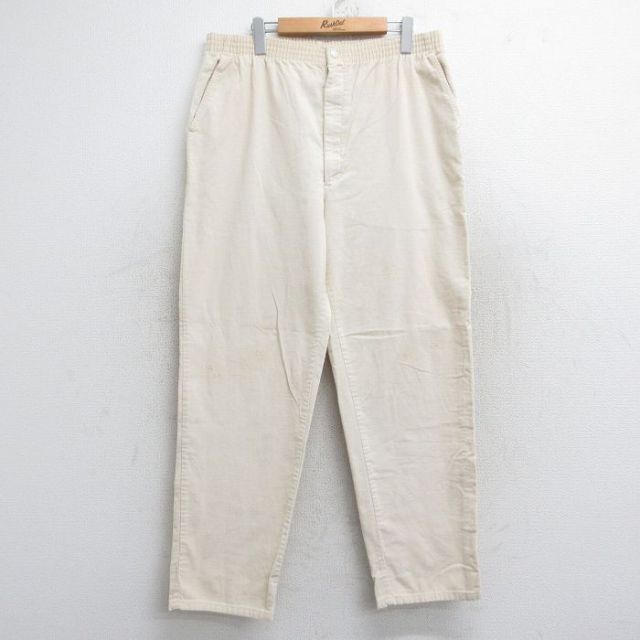 W37★古着 コーデュロイ パンツ メンズ 80年代 80s USA製 タロン 白 ホワイト 25oct04 中古 ボトムス ロング