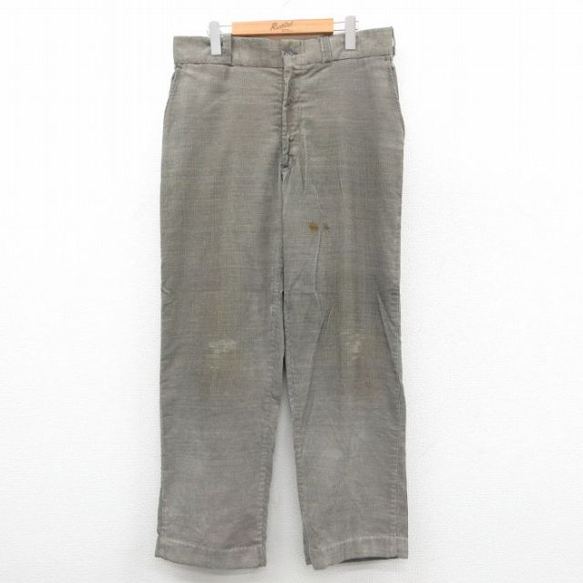 W35★古着 コーデュロイ パンツ メンズ 80年代 80s グレー系 25oct11 中古 ボトムス ロング