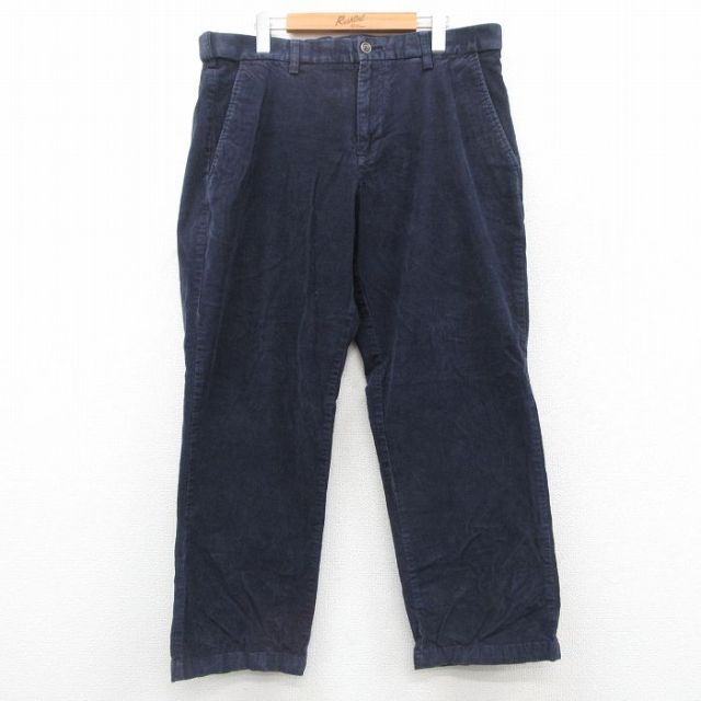 W36★古着 コーデュロイ パンツ メンズ 紺 ネイビー 25oct11 中古 ボトムス ロング