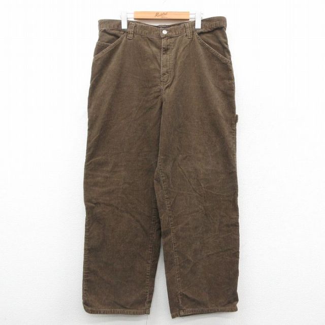 W36★古着 FADED GLORY ペインター コーデュロイ パンツ メンズ コットン 茶 ブラウン 25oct11 中古 ボトムス ロング