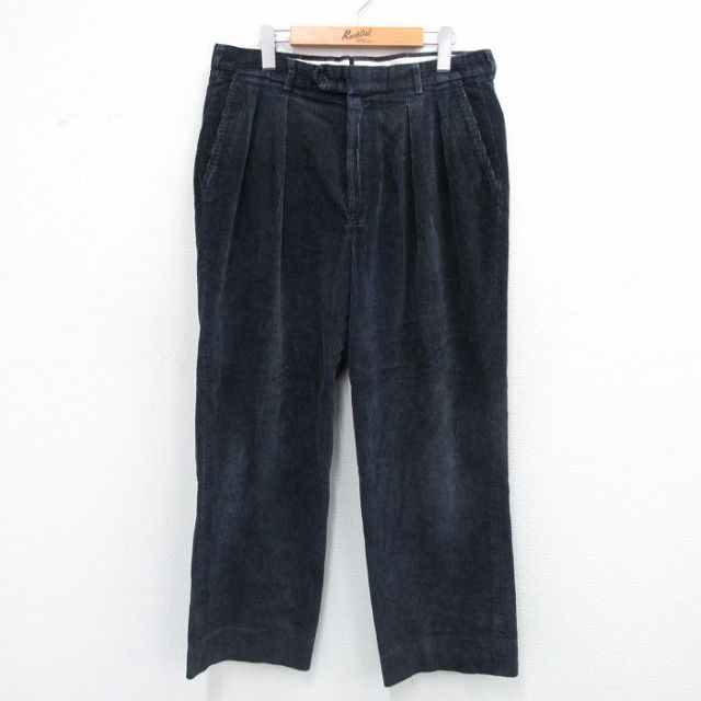 W34★古着 エルエルビーン LLBEAN コーデュロイ パンツ メンズ 80年代 80s 太畝 USA製 紺 ネイビー 25oct15 中古 ボトムス ロング