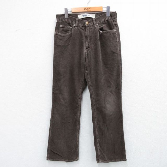 W31★古着 ギャップ GAP コーデュロイ パンツ メンズ 90年代 90s フレア ブーツカット コットン USA製 濃茶 ブラウン 【spe】 25oct16 中古 ボトムス ロング
