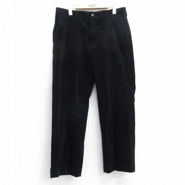 W35★古着 ラルフローレン Ralph Lauren ブランド コーデュロイ パンツ メンズ 90年代 90s 太畝 黒 ブラック 【spe】 25oct31 中古 ボトムス ロング