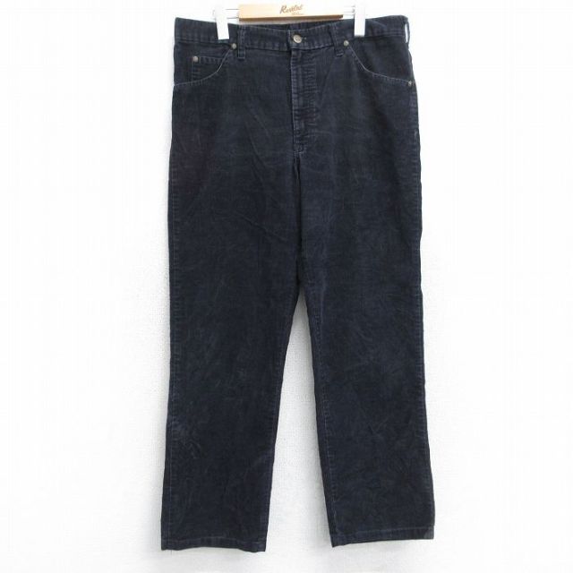 W36★古着 リー Lee コーデュロイ パンツ メンズ 90年代 90s USA製 黒 ブラック 25oct31 中古 ボトムス ロング