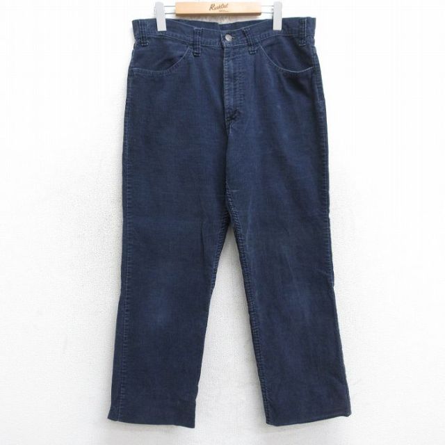 W34★古着 リーバイス Levis 519 コーデュロイ パンツ メンズ 80年代 80s USA製 タロン 紺【spe】 25nov20