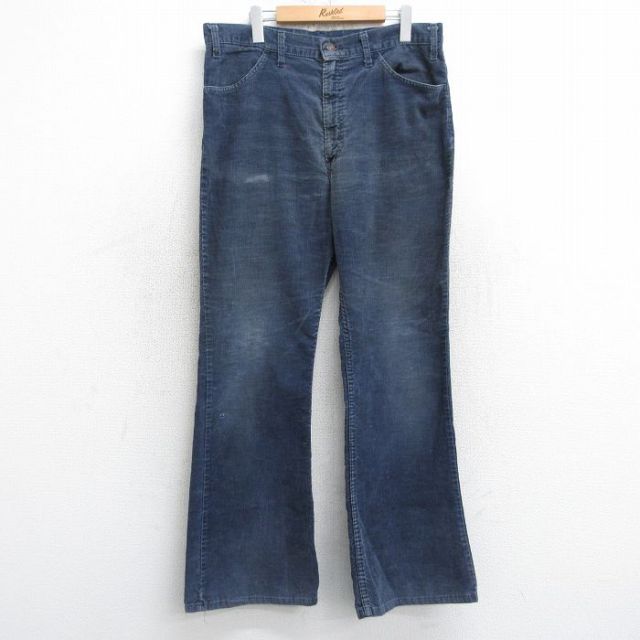 W36★古着 リーバイス Levis 517 コーデュロイ パンツ メンズ 80年代 80s フレア ブーツカット USA製 紺【spe】 25nov20