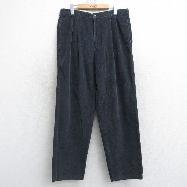 W34★古着 IZOD コーデュロイ パンツ メンズ 90年代 90s 太畝 タロン 濃グレー 25nov20